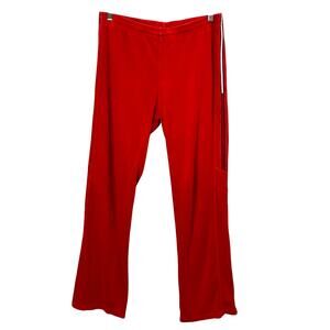 Vintage Tommy Hilfiger Red Velour Track Pants Drawstring Straight Leg ; Medium